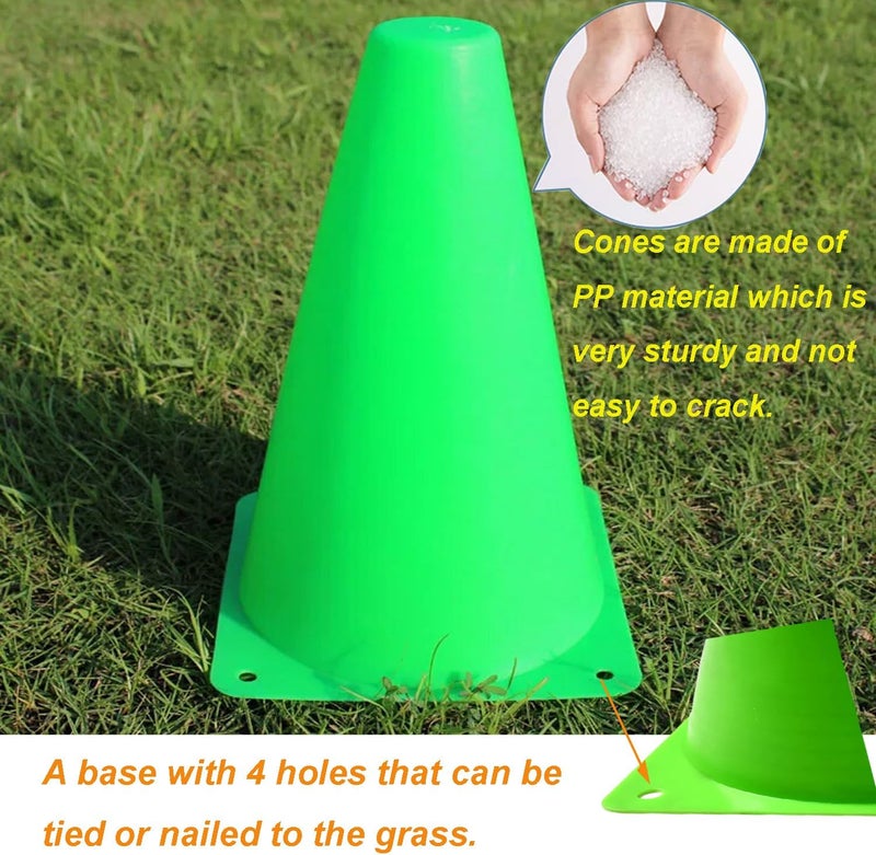 Aphrolin Soccer Cones Sports Training Agility Field Marker Cone, 12 Pack 7 Inch Training Cones Set with Mesh Bag, Colorful Cones for Soccer, Skating, Basketball, Baseball Drills, Outdoor & Indoor Activity - Image 3
